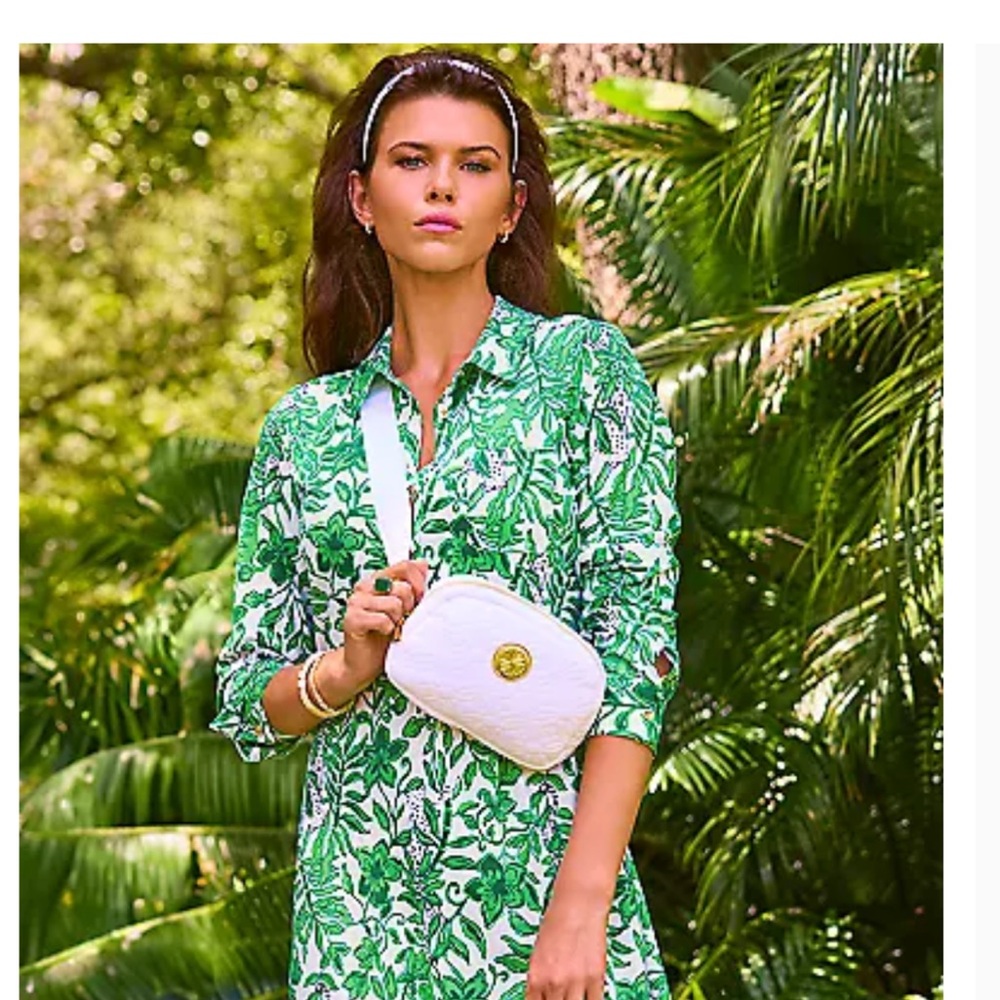 Lilly Pulitzer White Dress with Tropical-Inspired Design